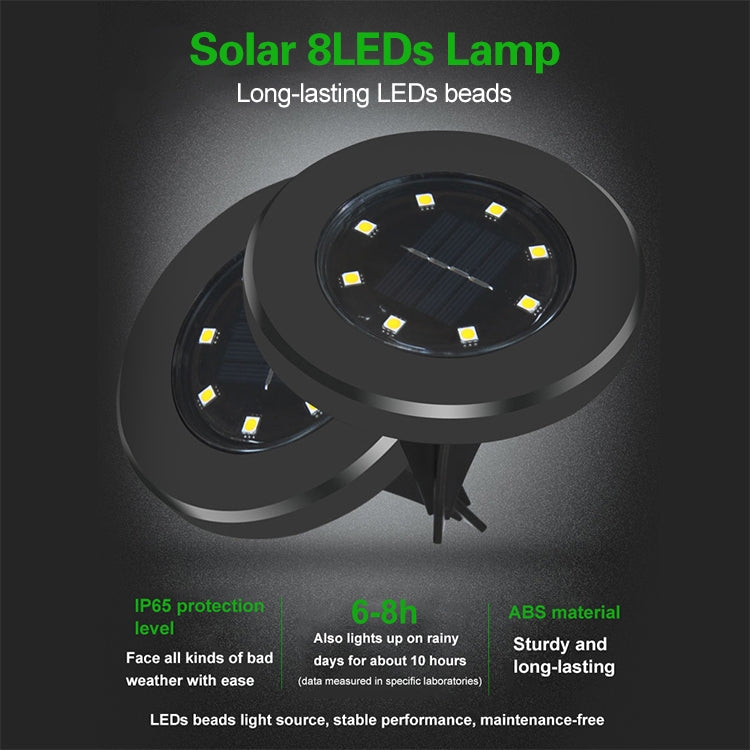4 PCS 8 LEDs IP65 Waterproof Solar Powered Buried Lamp Garden Villa Garden Lawn Decorative Spotlight(White Light)