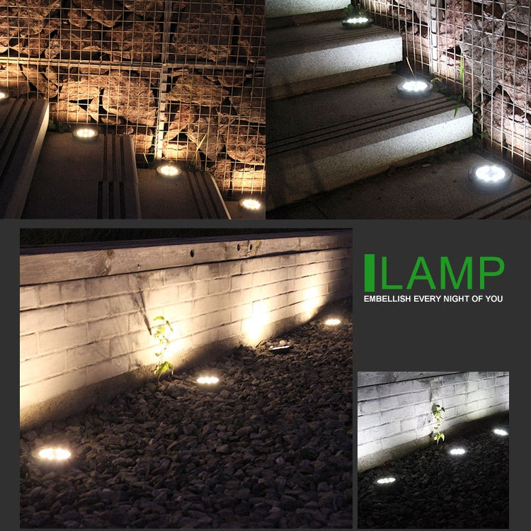 4 PCS 8 LEDs IP65 Waterproof Solar Powered Buried Lamp Garden Villa Garden Lawn Decorative Spotlight(White Light)