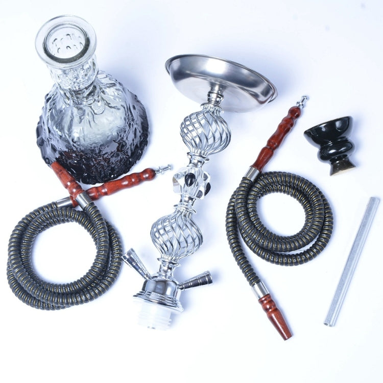 XMH-01 Double Tube Hookah Glass Pot (Black)