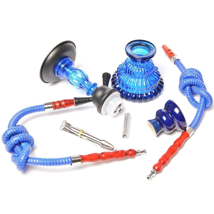 21-1011 Glass Double Pipe Hookah Set (Blue)