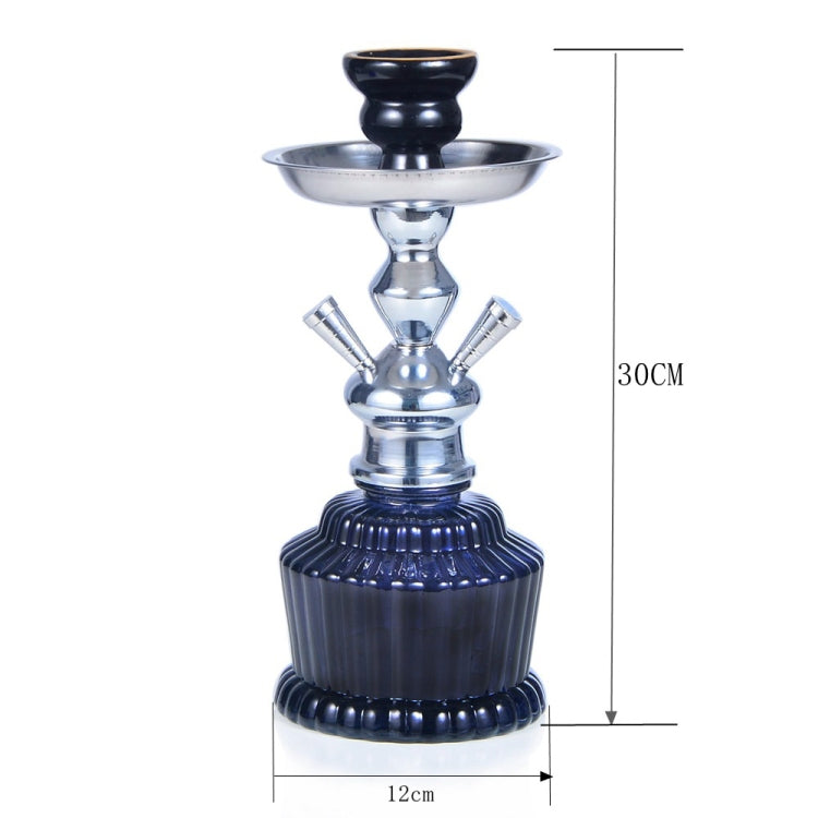 010-30 Double Tube Glass Iron Cage Hookah (Blue)
