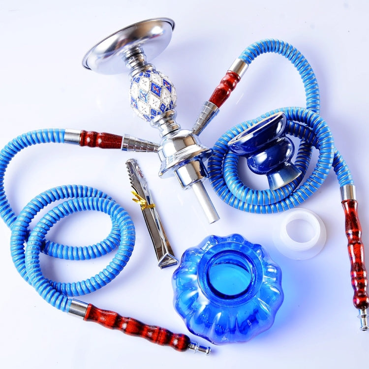 08-023 Double Pipe Glass Hookah Set (Green)