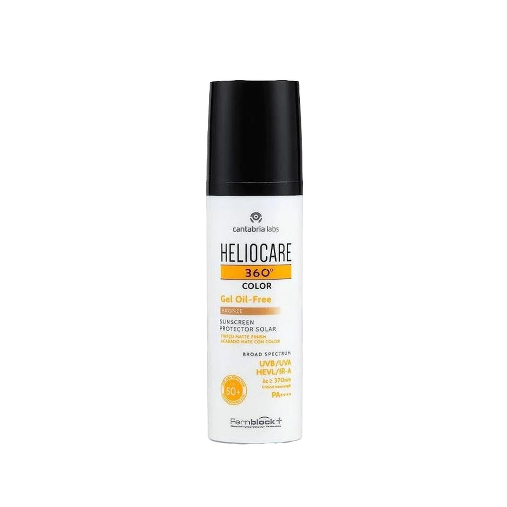 Heliocare 360 Gel Oil Free Bronze SPF50 Sunscreen Gel for Oily Skin - Matte Finish, Tinted, Anti-Aging Protection