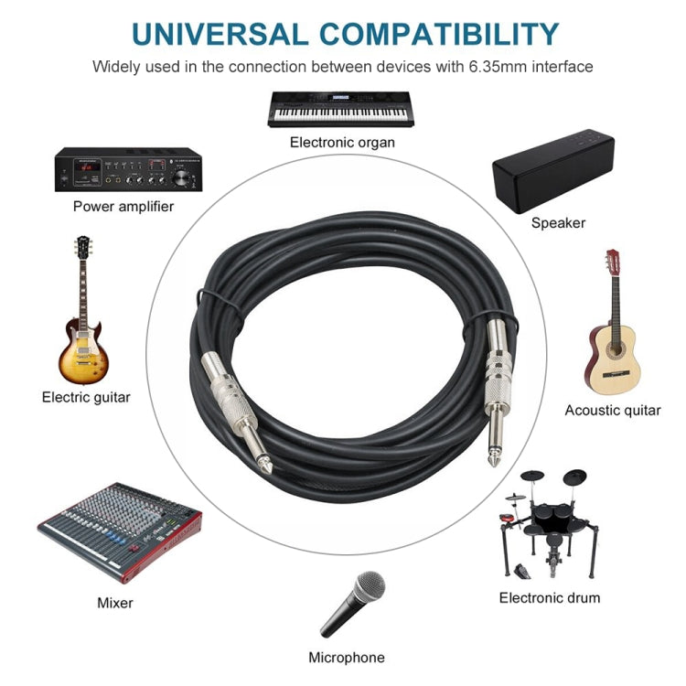 3m  1/4 inch (6.35mm) Male to Male Shielded Jack Mono Plugs Audio Patch Cable