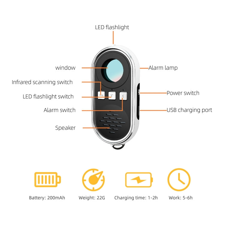 S200 Camera Detector with LED Flashlight (White)