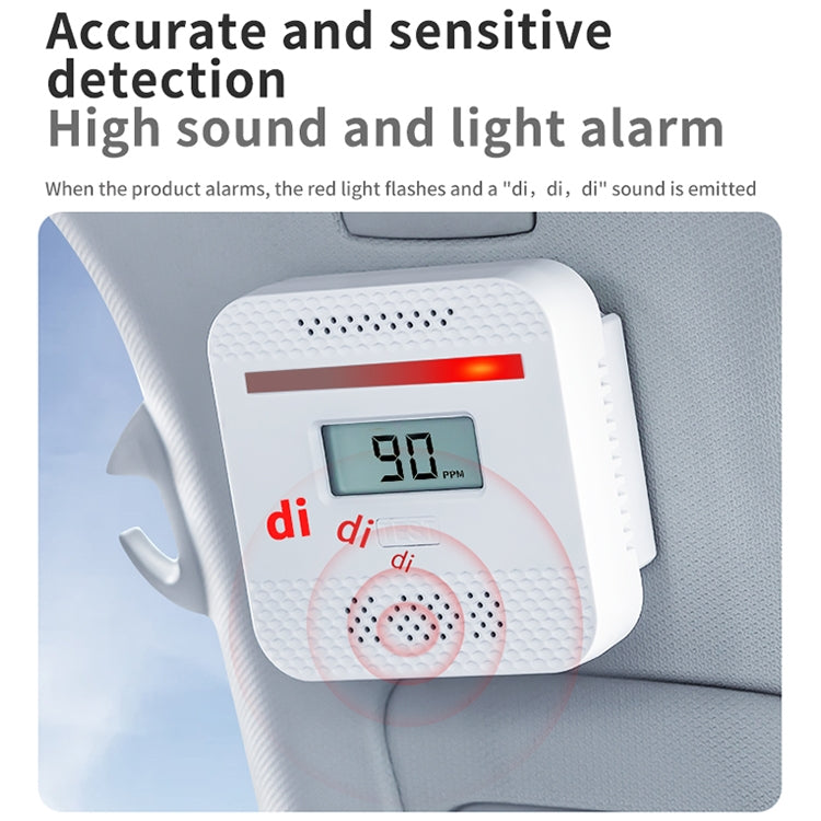 XY-C610 Car Mini Digital Display Carbon Monoxide Smoke Detector Alarm without Battery