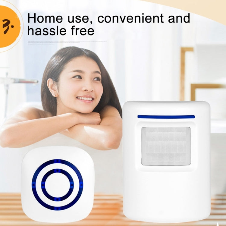 FY-0256 2 in 1 PIR Infrared Sensors (Transmitter + Receiver) Wireless Doorbell Alarm Detector for Home / Office / Shop / Factory, US Plug