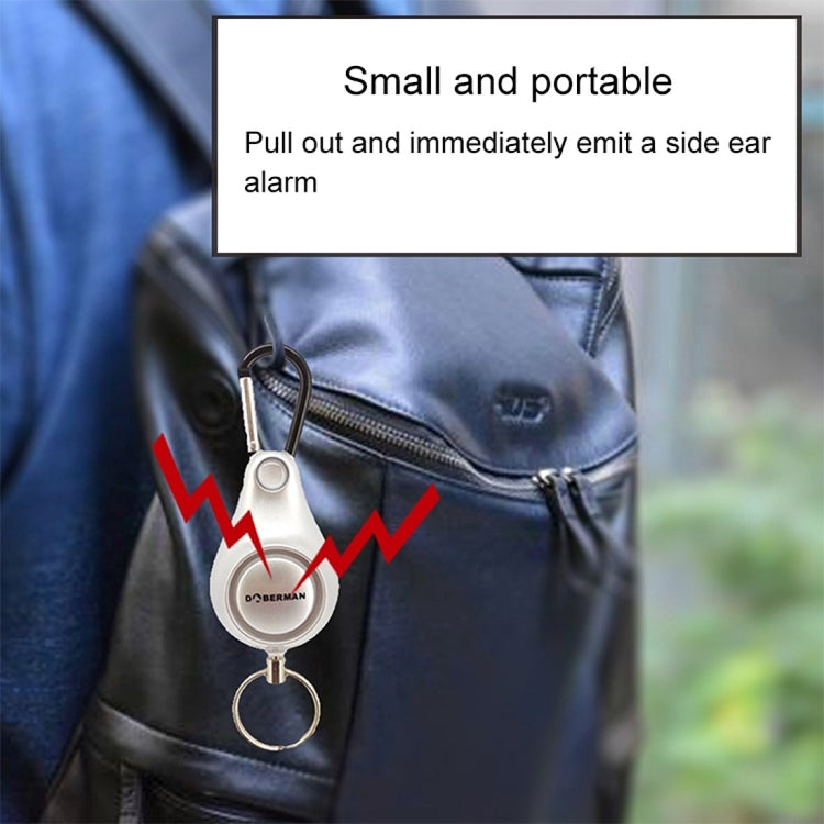 DOBERMAN Key-chain Personal Security Alarm Pull Ring Triggered Anti-attack Safety Emergency Alarm(White)