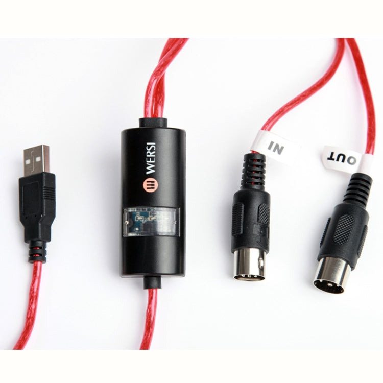 WERSI UM-18 USB MIDI Cable MidiPort Midi Cable Electric Piano Electronic Drum Music Editing Line, Length: 2m(Black)