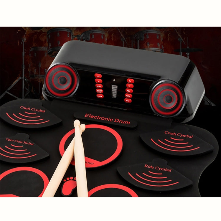 Portable Adult Beginner Children Hand Roll Electronic Drum(Black)