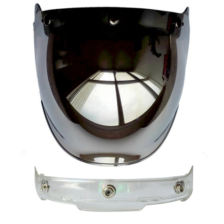 Soman Motorcycle Bubble Visor Open Face Helmet Visor Helmet Windshield Shield with Transparent Frame(Mirror)