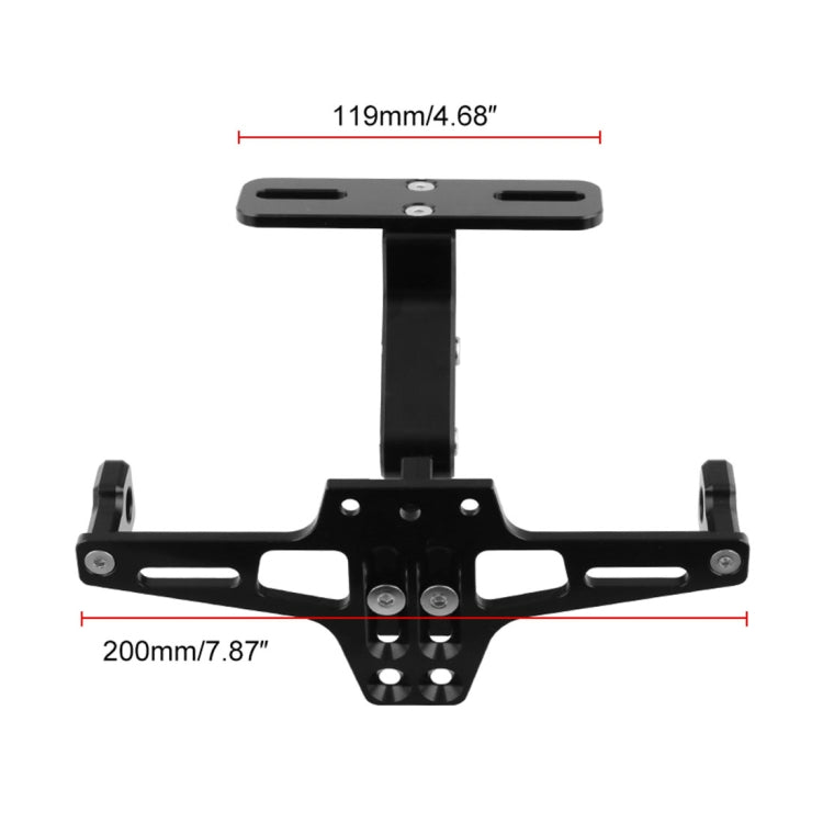 LPF013 Motorcycle Modification Accessories Universal Aircraft Shape Aluminum Alloy License Plate Bracket with LED Lights(Black)
