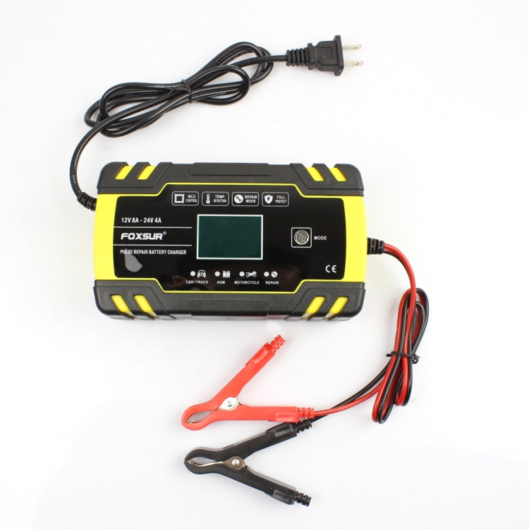 FOXSUR 12V-24V Car Motorcycle Truck Repair Battery Charger AGM Charger, US Plug