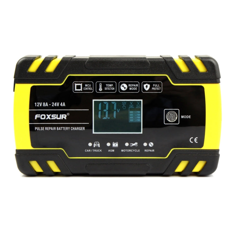 FOXSUR 12V-24V Car Motorcycle Truck Repair Battery Charger AGM Charger, US Plug