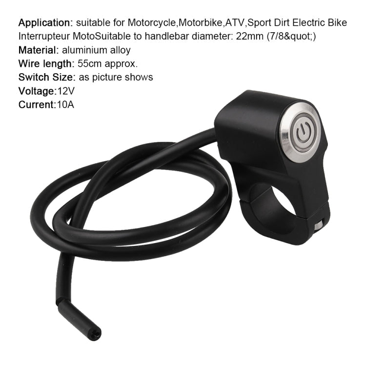 MB-BS001-R Motorcycle Motorcycle Switches 22mm Handlebar Mount Switch Headlight Hazard Brake Light Power Switch with Indicator Light (Red Light)