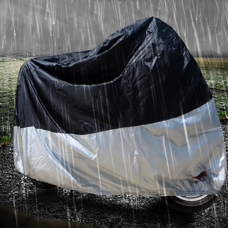 210D Oxford Cloth Motorcycle Electric Car Rainproof Dust-proof Cover, Size: L (Black Silver)