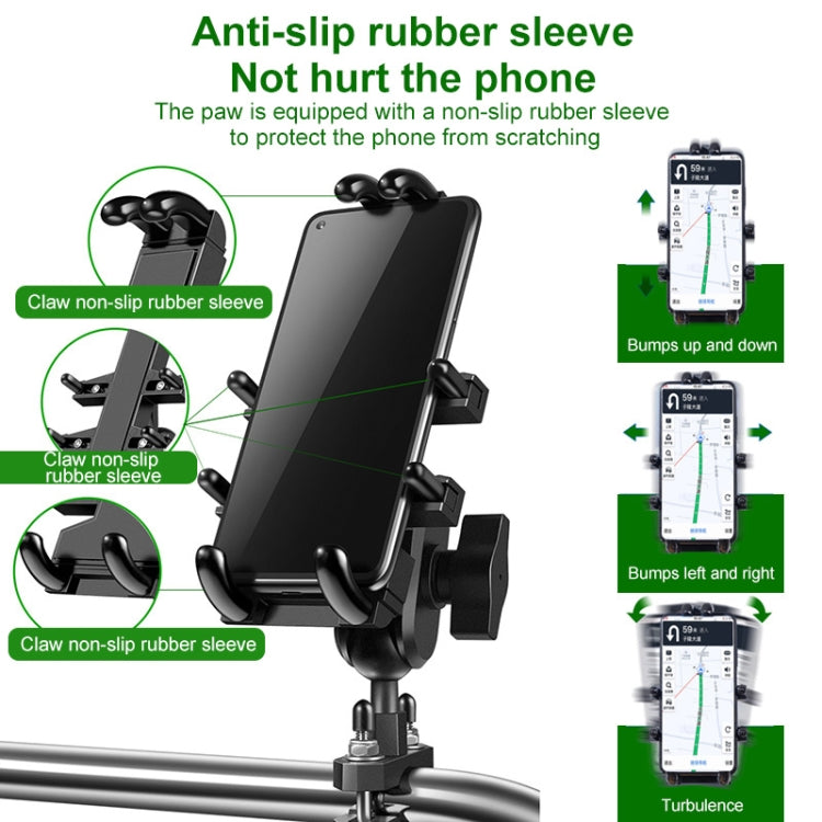 U-shaped Bolt Ball-Head Motorcycle Handlebar Multi-function Eight-jaw Aluminum Phone Navigation Holder Bracket, Width of Phone: 6.5-10.2cm  