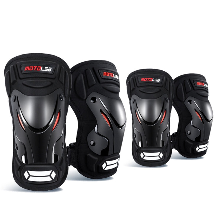 Motolsg 4 in 1 Knee Pads Elbow Pads Outdoor Sports Hiking Ski Motorcycle Bicycle Riding Protective Gear with Reflective Strip (Black)