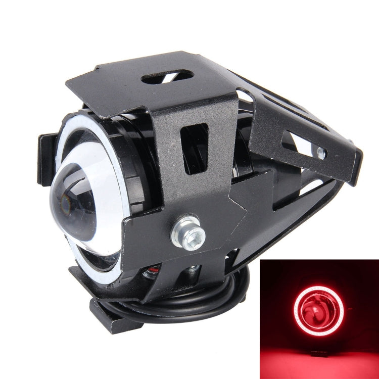 U7 10W 1000LM LED Life Waterproof Headlamp Light with Angel Eyes Light for Motorcycle / SUV, DC 12V(Red Light)
