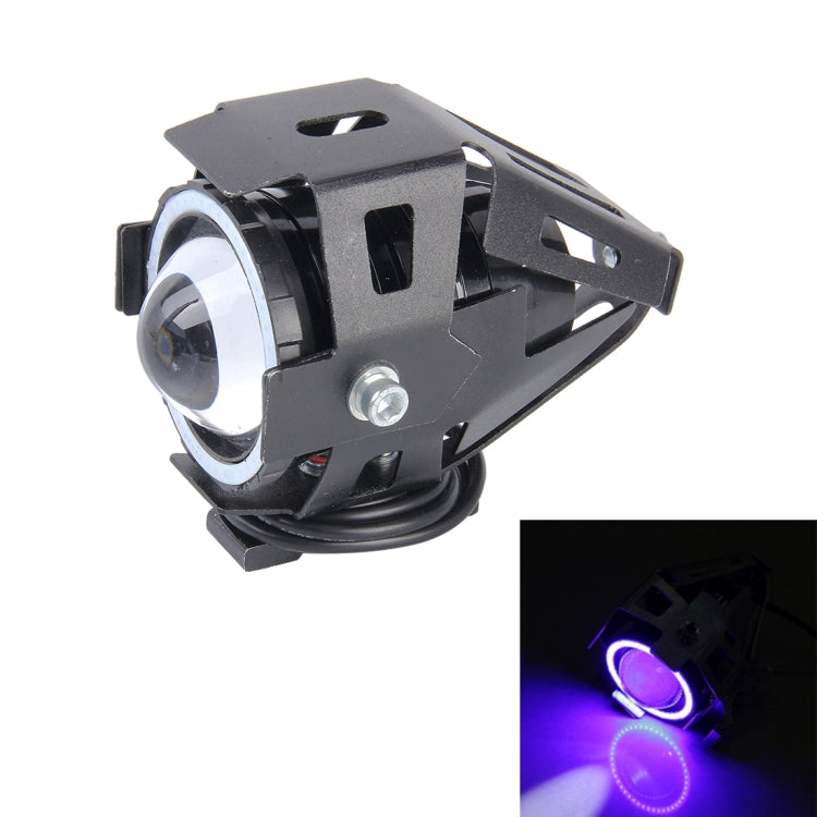U7 10W 1000LM LED Life Waterproof Headlamp Light with Angel Eyes Light for Motorcycle / SUV, DC 12V(Blue Light)
