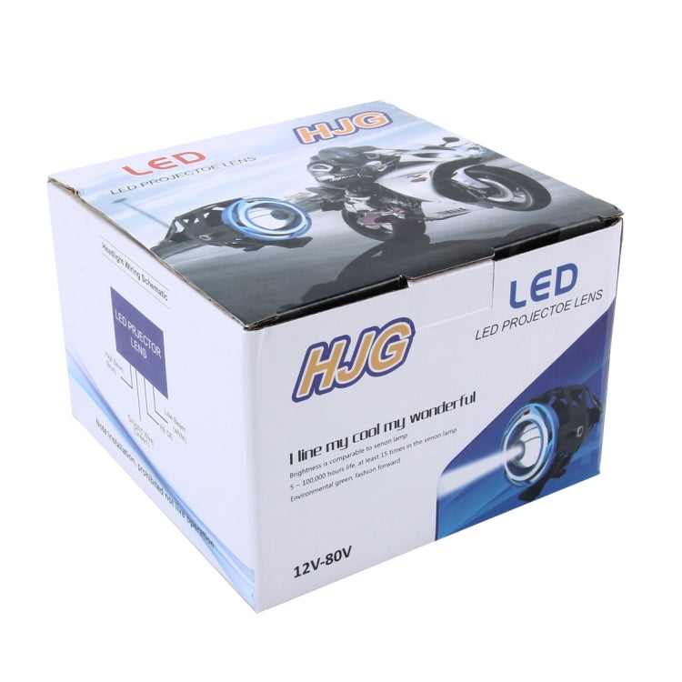 U7 10W 1000LM LED Life Waterproof Headlamp Light with Angel Eyes Light for Motorcycle / SUV, DC 12V(Blue Light)