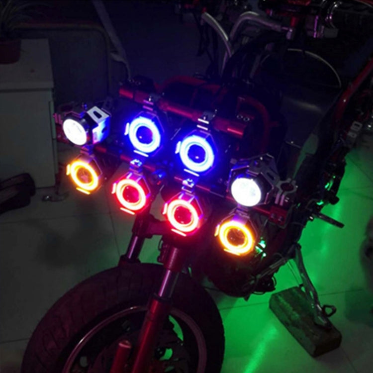 U7 10W 1000LM LED Life Waterproof Headlamp Light with Angel Eyes Light for Motorcycle / SUV, DC 12V(Blue Light)