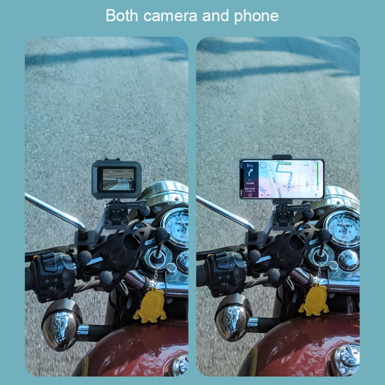 RUIGPRO Motorcycle Handlebar Alloy Phone Bracket for GoPro, Insta360, DJI and Other Action Cameras(Black)
