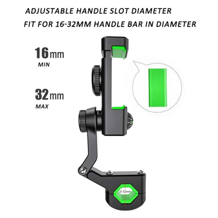 Motorcycle Spherical Compass Phone Holder, Rearview Mirror without Light (Black)