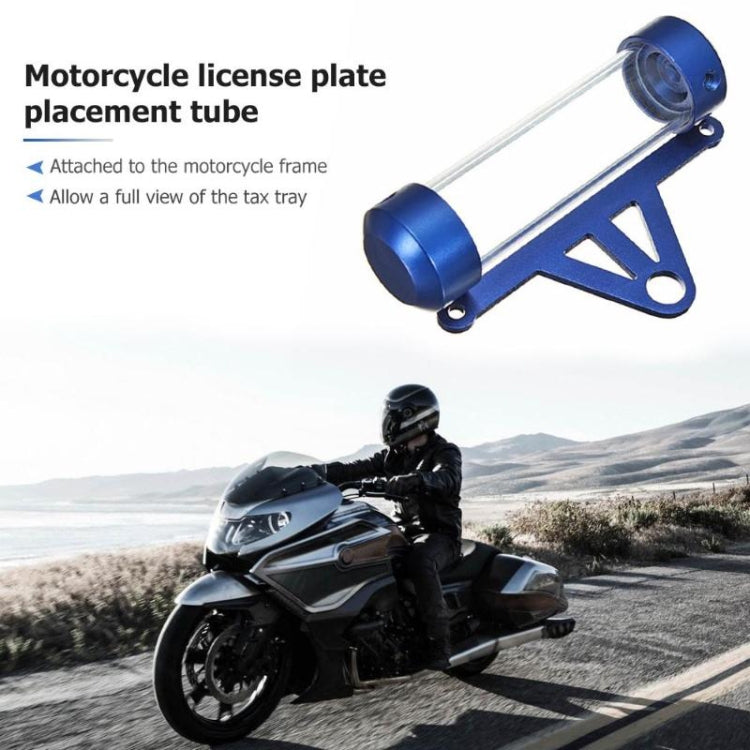 MP1001 Motorcycle Paper Car License Plate Placement Tube Waterproof Motorcycle Tax Tube Cylindrical Disc Paper Holder Air Vehicle License Plate Frame for Motorcycles(Blue)