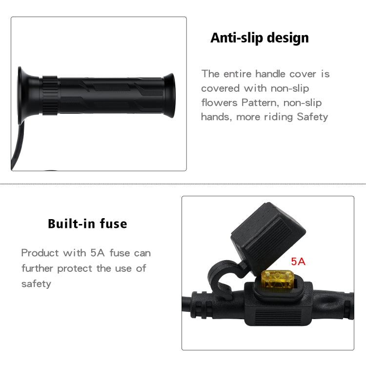 WUPP CS-990A1 Motorcycle Modified Intelligent Electric Heating Hand Cover Heated Grip Handlebar with Five Gear Temperature Control & Five Colors Indicator (Black)