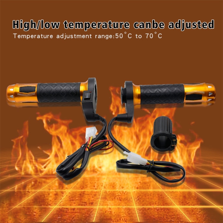 CS-764A3 12V Motorcycle Scooter Aluminum Alloy Electric Hand Grip Cover Heated Grip Handlebar(Gold)