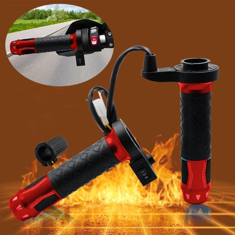 CS-764A1 12V Motorcycle Scooter Aluminum Alloy Electric Hand Grip Cover Heated Grip Handlebar (Red)