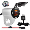 WUPP ZH-975A3 Motorcycle Aluminum Alloy Waterproof Mobile Phone Double QC3.0 Quick Charging Charger with Voltmeter(Silver)