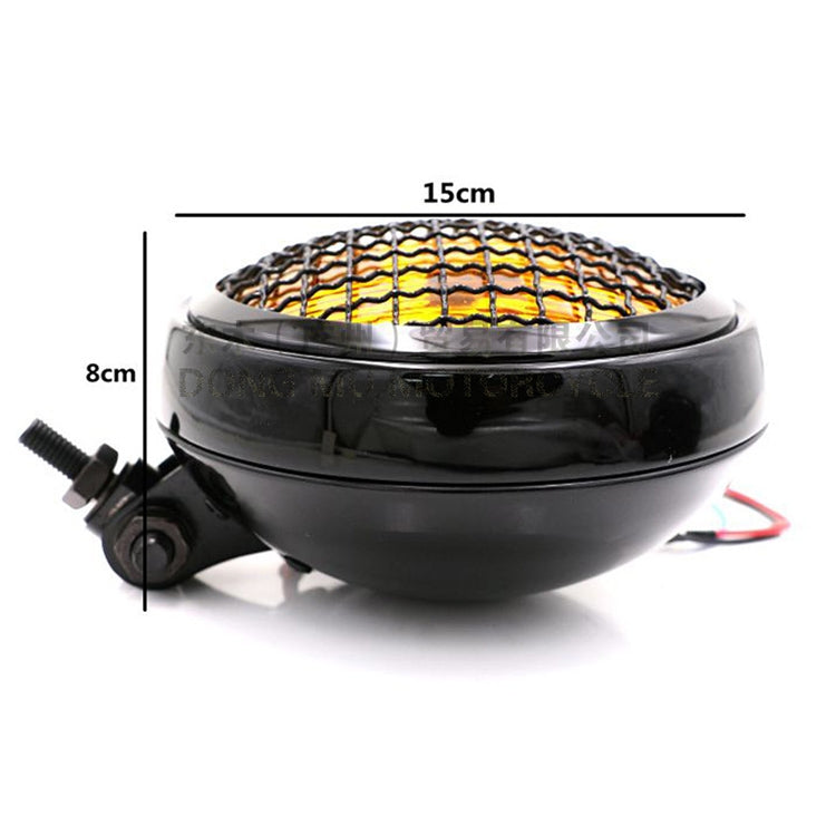 Motorcycle Silver Shell Harley Headlight Retro Lamp LED Light Modification Accessories (Yellow)