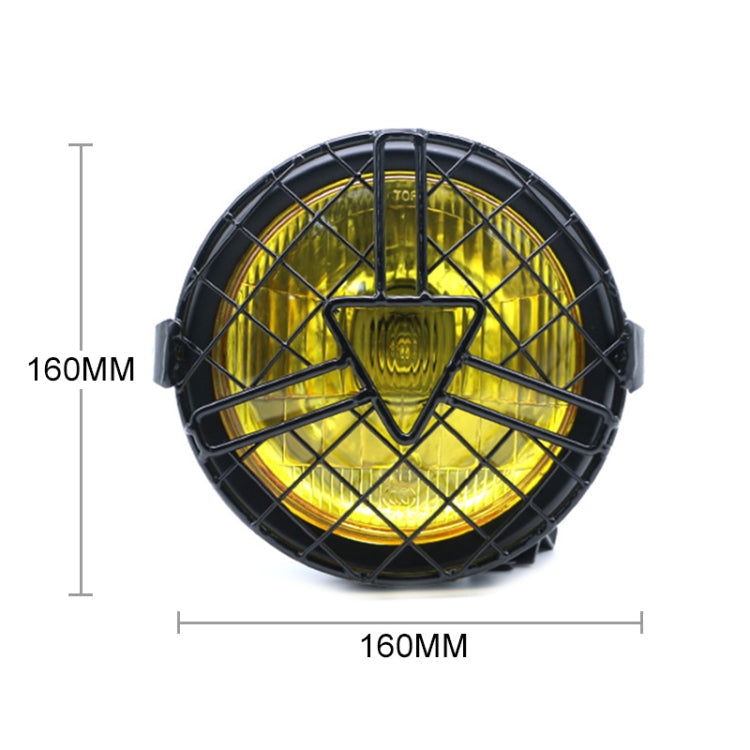 Motorcycle Arrowhead Reticular Retro Lamp LED Headlight Modification Accessories for CG125 / GN125 (Yellow)