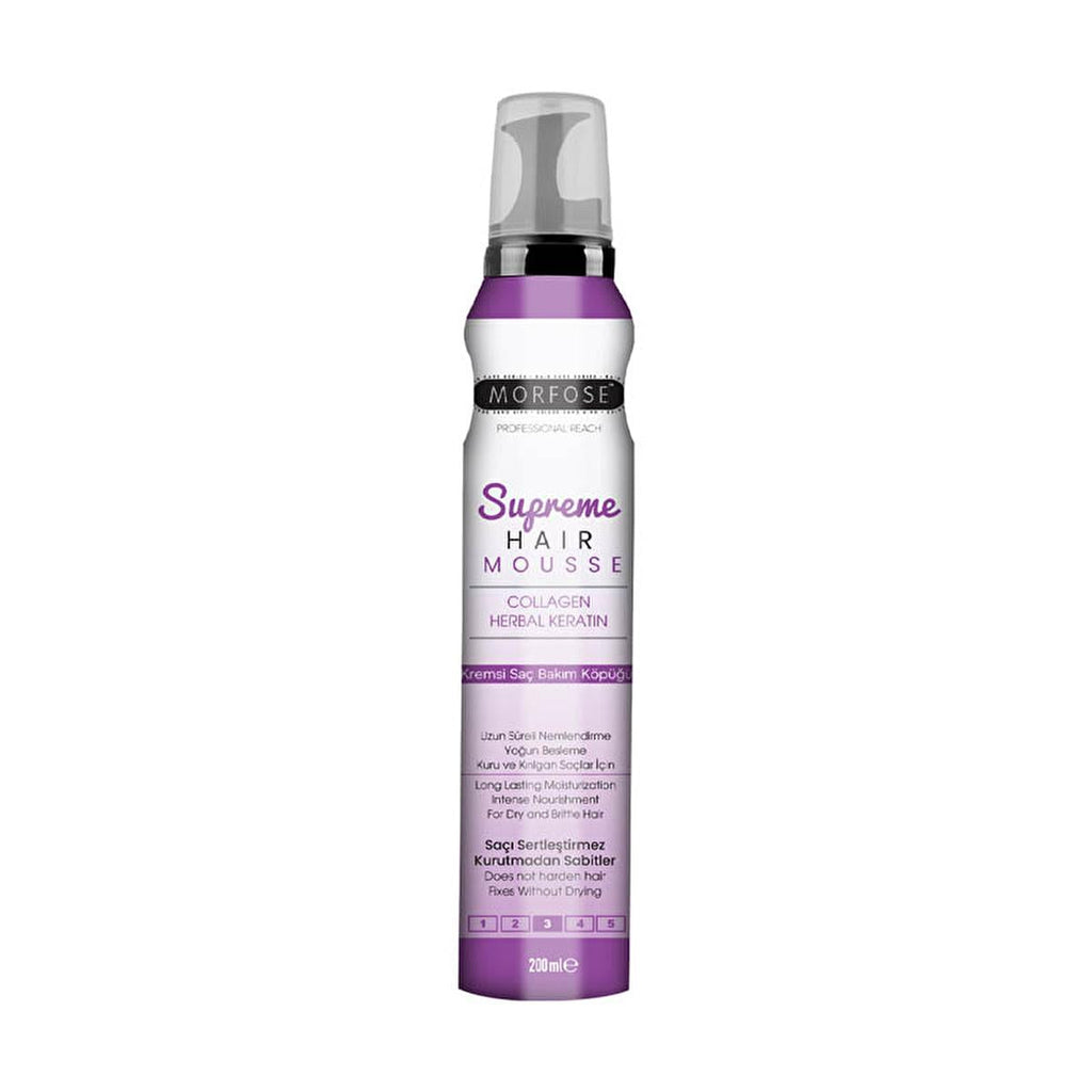 Morfose Supreme Supreme Hair Styling Mousse with Ceramide, Keratin, and Collagen - Nourishing, Strong Hold, 6.76 fl oz