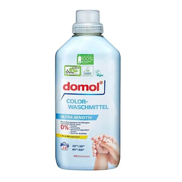 Domol Eco-Friendly Laundry Detergent for Sensitive Skin - 16 Loads, 33.81 fl oz, Vegan & Ecolabel Certified