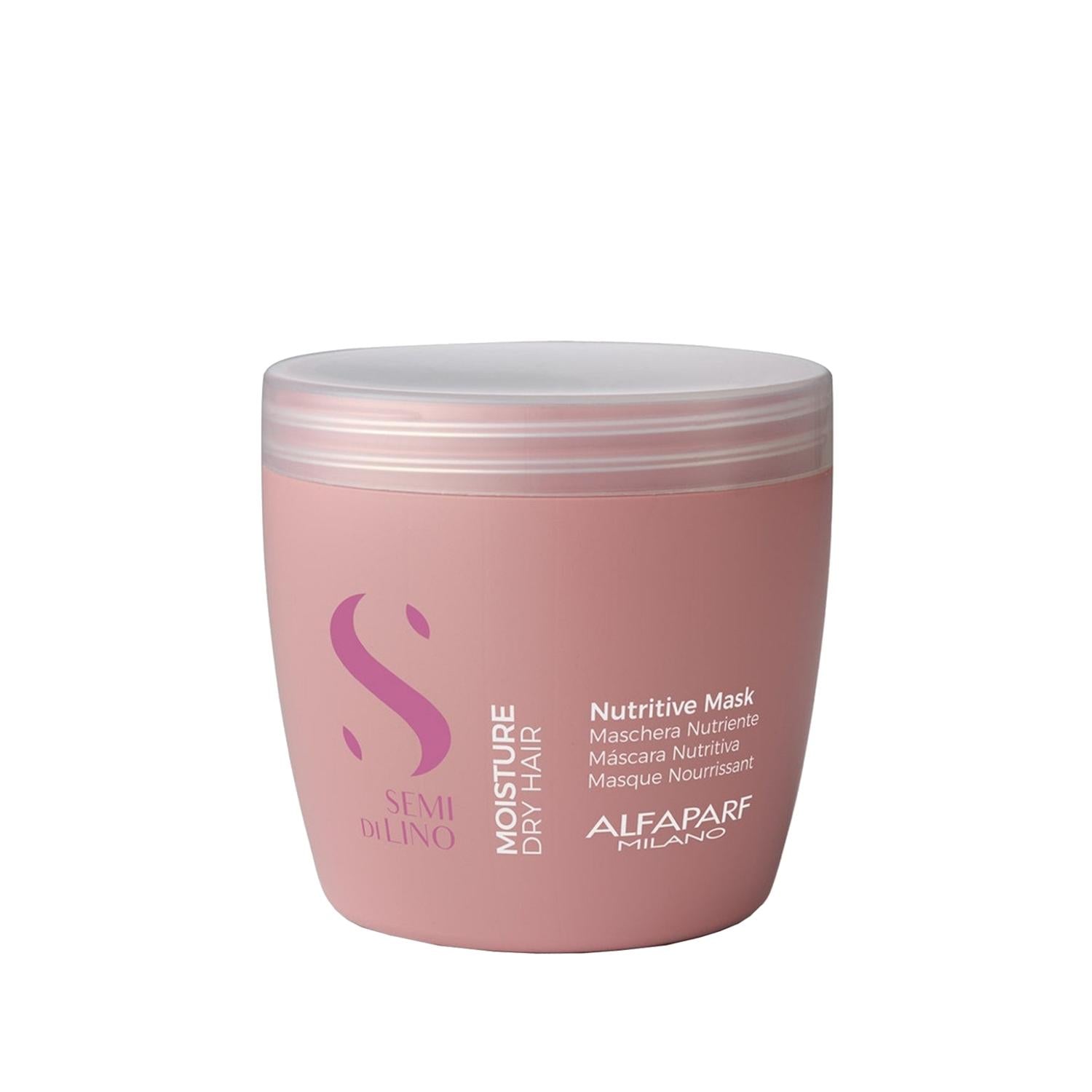 Alfaparf Semi Di Lino Moisture Nutritive Hair Mask - Deep Hydration, Frizz Control & Shine for Dry, Damaged Hair - Professional Grade 500ml