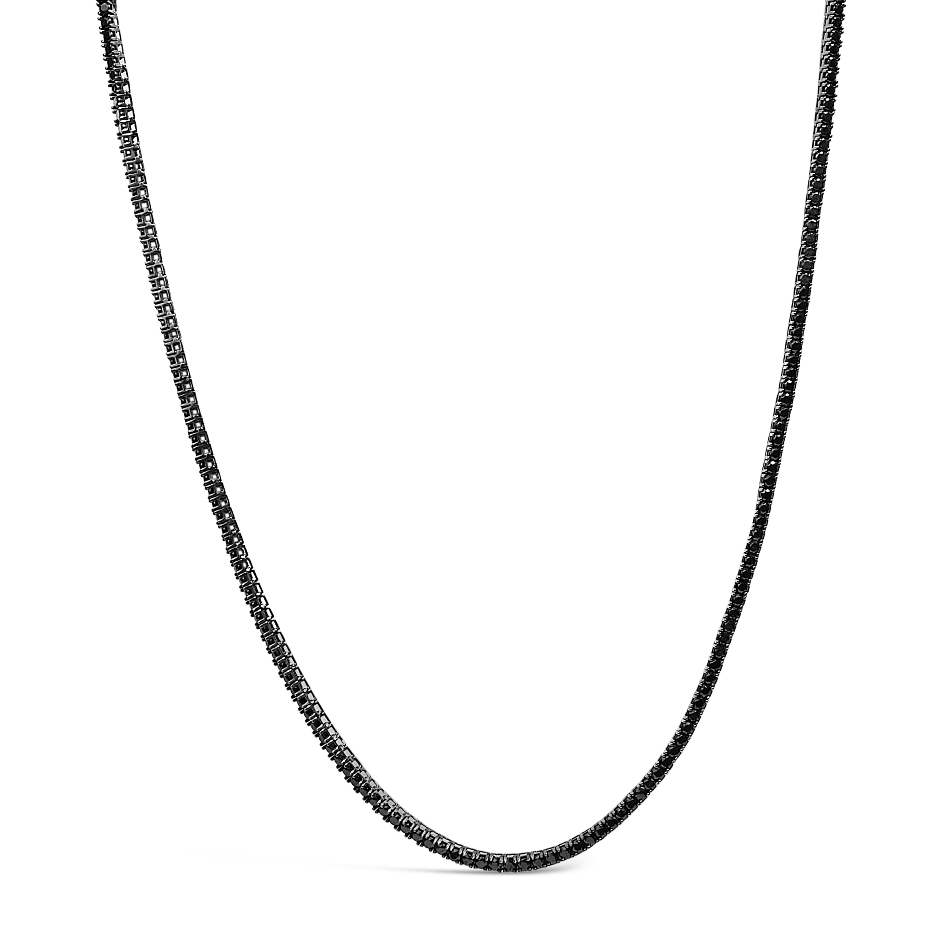 Men's Sterling Silver Black Onyx Tennis Necklace
