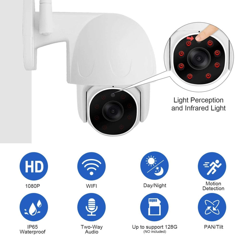 Tuya QX45 1080P Full HD IP65 Waterproof 2.4G Wireless IP Camera, Support Motion Detection & Two-way Audio & Night Vision & TF Card, UK Plug