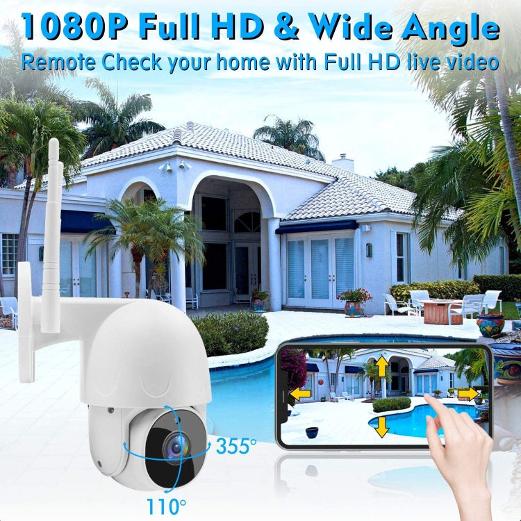 Tuya QX45 1080P Full HD IP65 Waterproof 2.4G Wireless IP Camera, Support Amazon Alexa & Google Home & Motion Detection & Two-way Audio & Night Vision & TF Card, US Plug