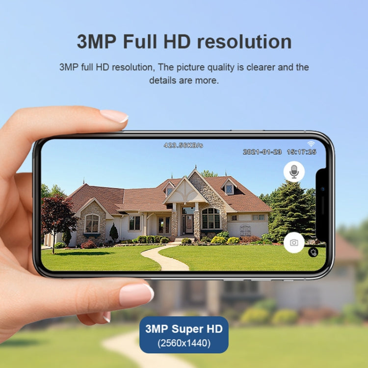QX55 3.0 Million Pixels IP65 Waterproof 2.4G Wireless IP Camera, Support Motion Detection & Two-way Audio & Night Vision & TF Card, UK Plug