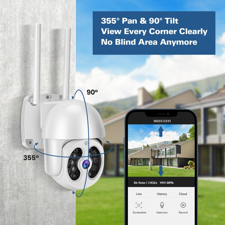 Tuya QX56 3.0 Million Pixels IP66 Waterproof 2.4G Wireless IP Camera, Support Amazon Alexa & Google Home & Motion Detection & Two-way Audio & Full Color Night Vision & TF Card, UK Plug