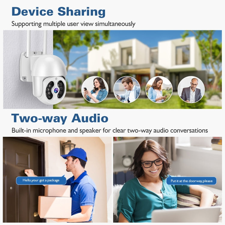 Tuya QX56 3.0 Million Pixels IP66 Waterproof 2.4G Wireless IP Camera, Support Amazon Alexa & Google Home & Motion Detection & Two-way Audio & Full Color Night Vision & TF Card, UK Plug