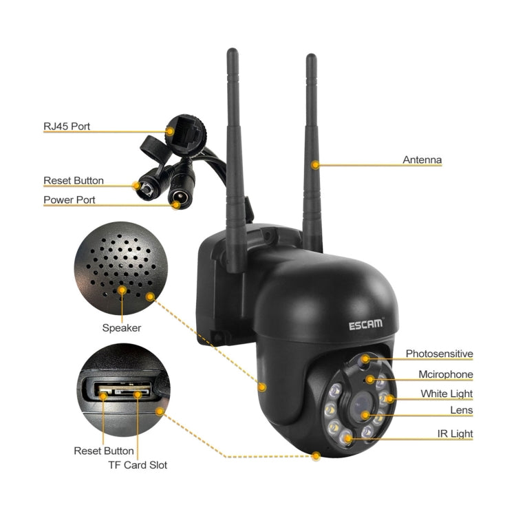 ESCAM WNK610 3.0 Million Pixels Wireless Dome IP Camera, Support Motion Detection & Two-way Audio & Full-color Night Vision & TF Card, UK Plug