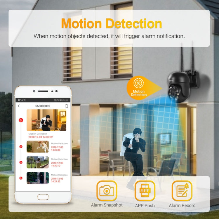 ESCAM WNK610 3.0 Million Pixels Wireless Dome IP Camera, Support Motion Detection & Two-way Audio & Full-color Night Vision & TF Card, UK Plug