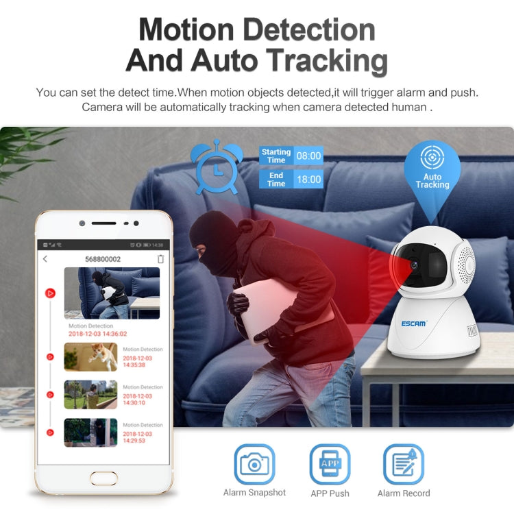 ESCAM PT201 HD 1080P Dual-band WiFi IP Camera, Support Night Vision / Motion Detection / Auto Tracking / TF Card / Two-way Audio, AU Plug