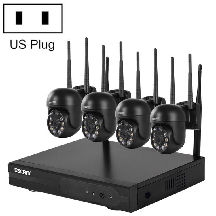 ESCAM WNK614 HD 3.0 Million Pixels 8-channel Wireless + 4IPC Wireless NVR Security System, US Plug