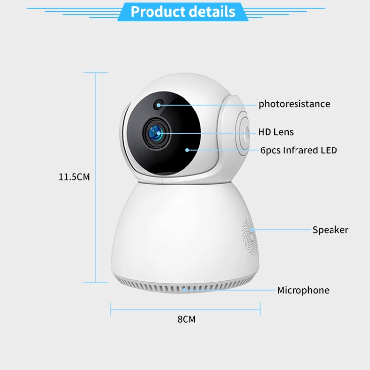 YT24 V380 3.0MP Pan-tilt IP Camera WiFi Smart Security Camera, Support TF Card / Two-way Audio / Motion Detection / Night Vision (EU Plug)