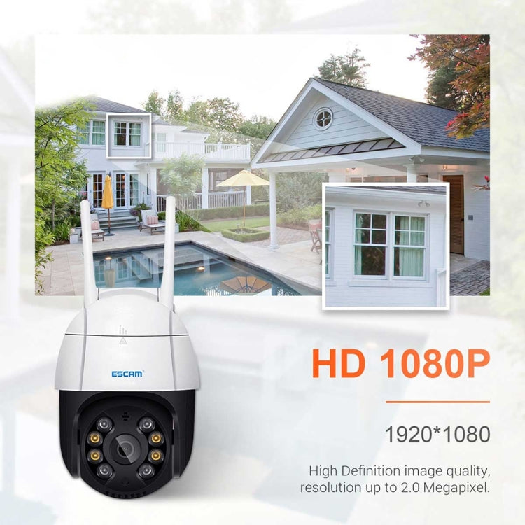 ESCAM QF218 1080P Pan / Tilt AI Humanoid Detection IP66 Waterproof WiFi IP Camera, Support ONVIF / Night Vision / TF Card / Two-way Audio, EU Plug